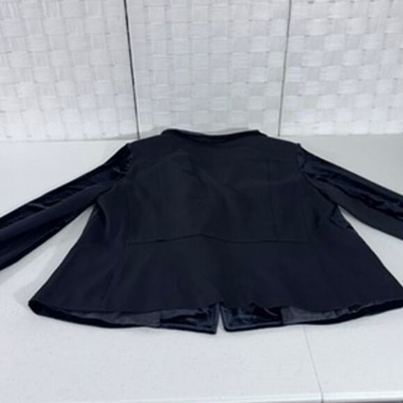 "ANNE KLEIN" Black, Velvet, Biker Jacket ,Lg Gold Hardware ,Zipper Pockets Sz XL - Picture 11 of 12